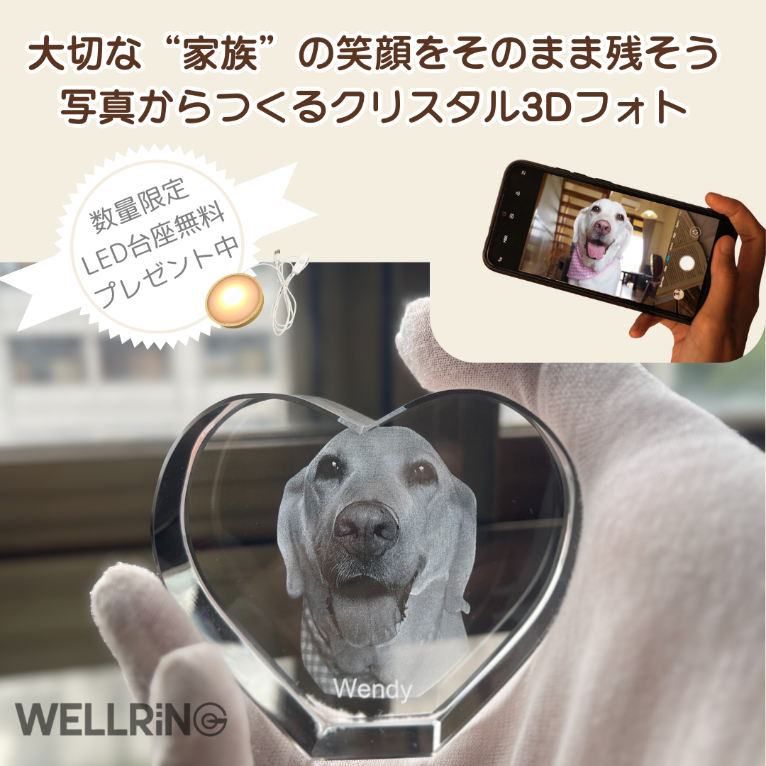 大切な写真を形に残す クリスタル3Dフォト〈コロンハート型〉想いを届ける心あたたまる贈り物