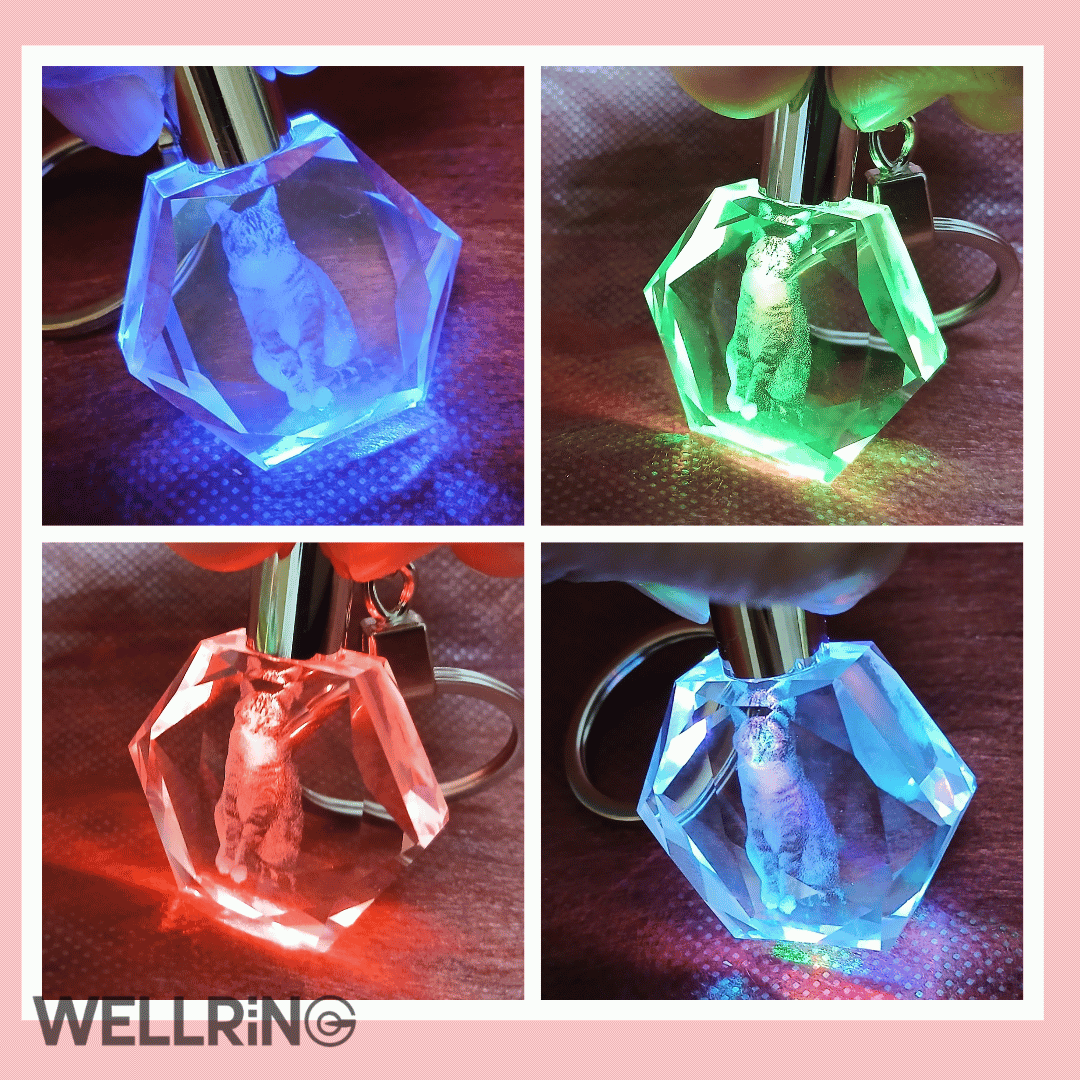 写真から作る 3Dクリスタルキーホルダー LEDライト付き