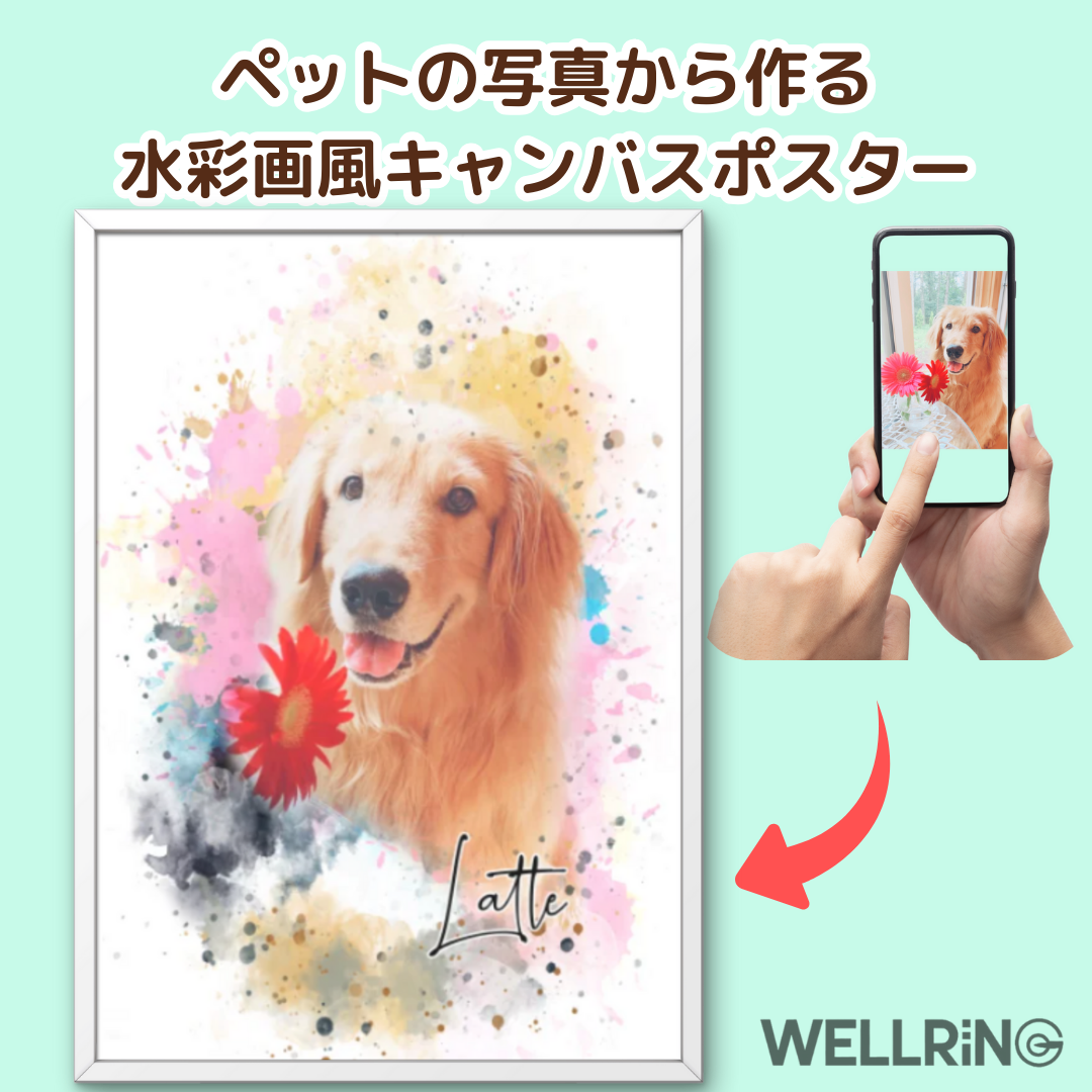 写真からつくる ペットの水彩画風ポスター