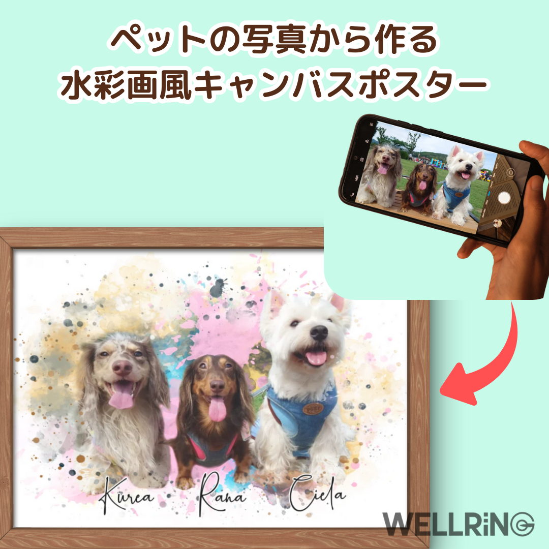 写真からつくる ペットの水彩画風ポスター