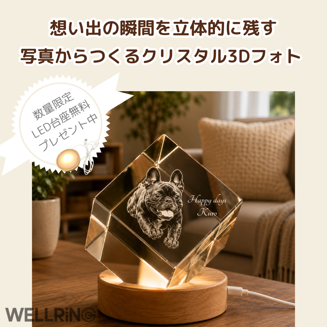 写真から作る3Dクリスタルフォト スクエア｜大切な想い出を飾る記念