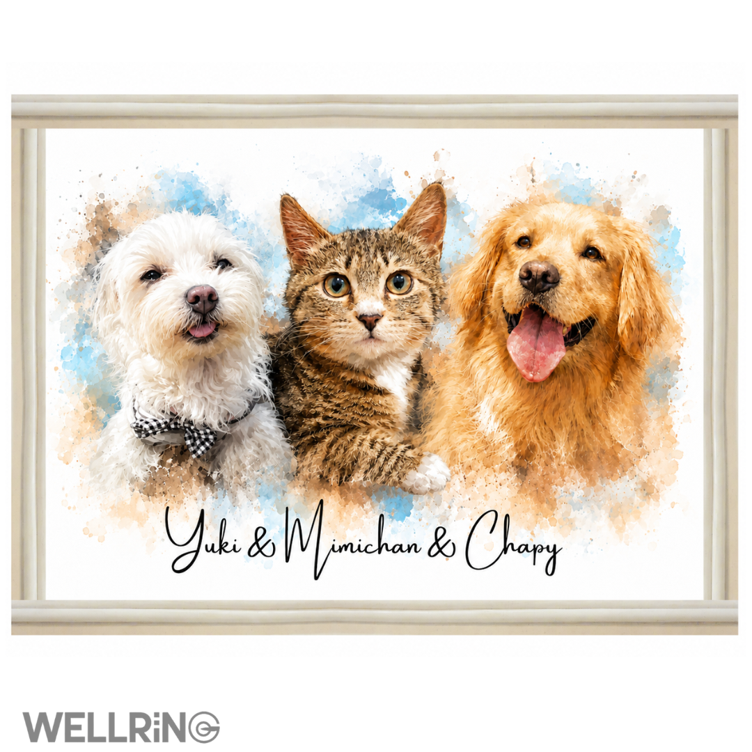 ペットの写真から作る水彩画風ポスター|オーダーアート