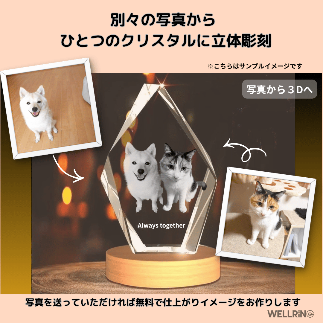 写真から作る3Dクリスタルフォト ダイヤ型｜想い出を美しく残すオーダーギフト
