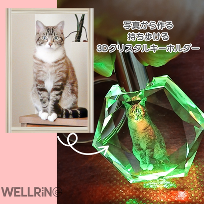 写真から作る 3Dクリスタルキーホルダー LEDライト付き