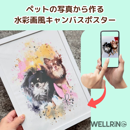写真からつくる　ペットの水彩画風ポスター