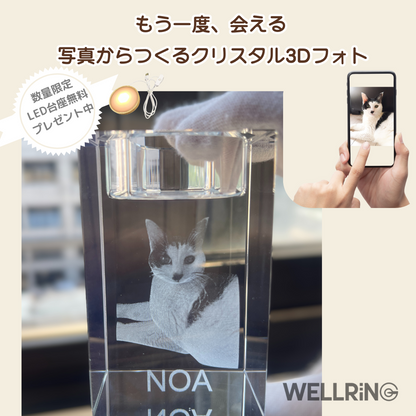 大切な写真を形に残す クリスタル3Dフォト〈キャンドル型〉お仏壇や思い出コーナーに最適