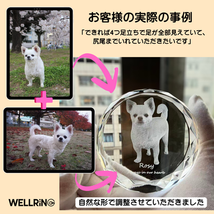 写真を3Dレーザー立体彫刻 丸型クリスタルフォト｜癒しと想い出を形に