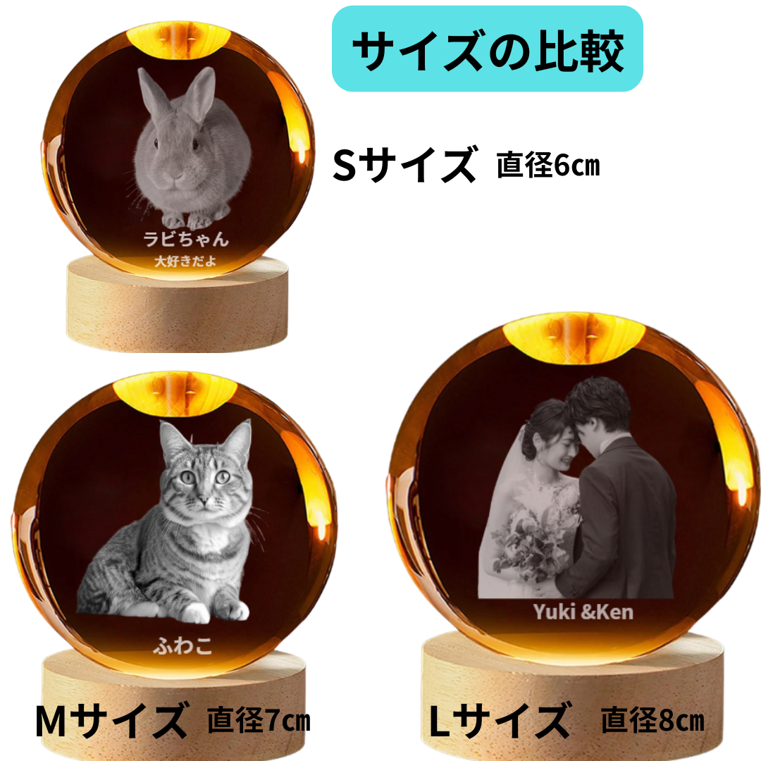 写真から作る3Dクリスタルフォト 球型｜ペット・家族写真のメモリアルギフト