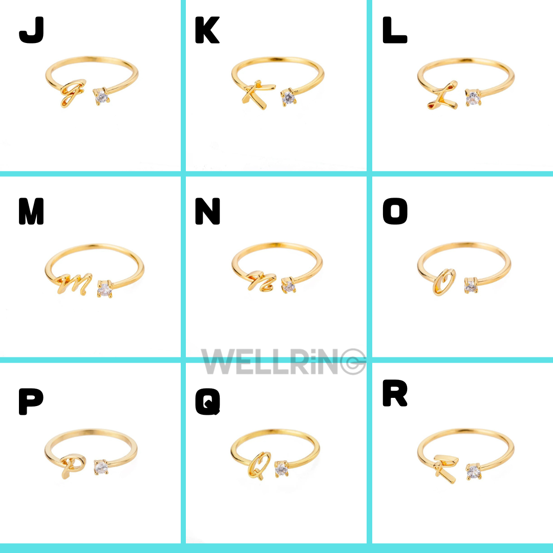 A-Z イニシャル華奢見えリング