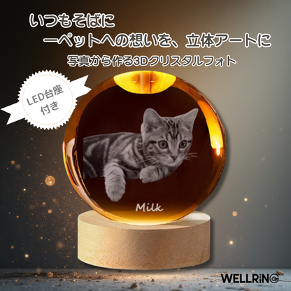 写真から作る3Dクリスタルフォト 球型｜ペット・家族写真のメモリアルギフト