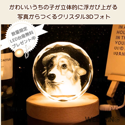 写真から作る 3Dクリスタルフォト 丸型｜ペット供養・記念日ギフトにおすすめ