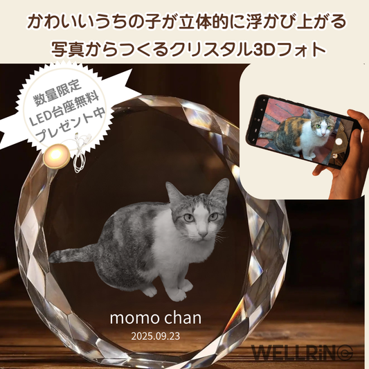 写真から作る 3Dクリスタルフォト 丸型｜ペット供養・記念日ギフトにおすすめ