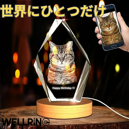 クリスタル3Dフォト　五角形タイプ　世界でひとつだけ写真から作るオーダーメイド　ギフトボックス入り