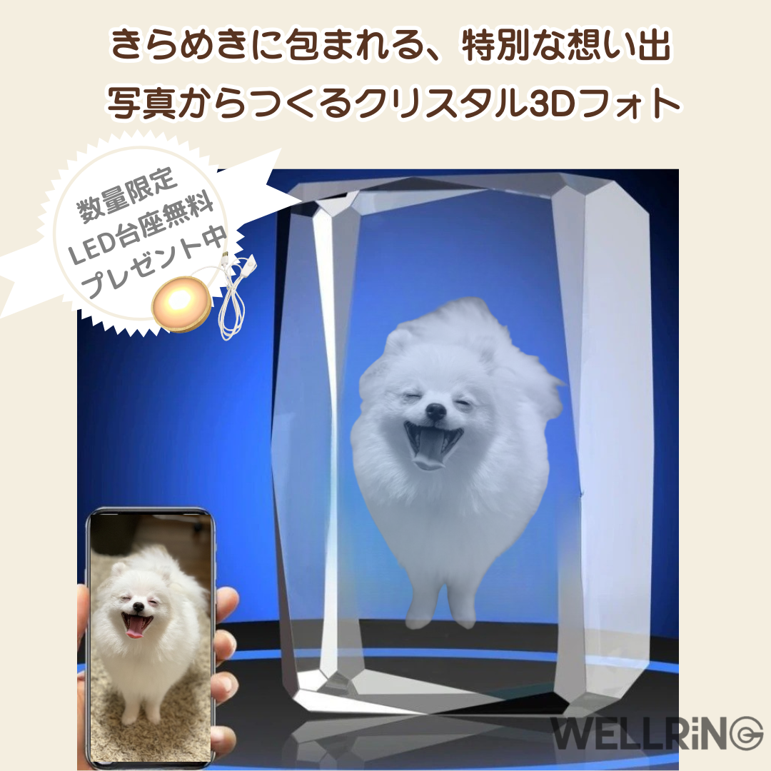 写真から作る3Dクリスタルフォト 多面カット直方体｜輝きで魅せる特別な記念ギフト